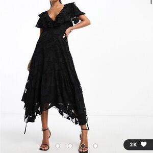 ASOS back ruffle midi dress